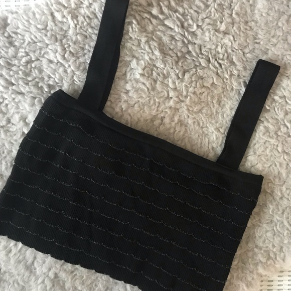 🚨SOLD🚨 NWOT Zara Black Shimmery Crop Top - Picture 3 of 4
